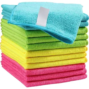 Microfiber Cleaning Cloth,12 Pack Cleaning Rag,Cleaning Towels with 4 Color Assorted,11.5"X11.5"(Green/Blue/Yellow/Pink) Super Absorbent Reusable