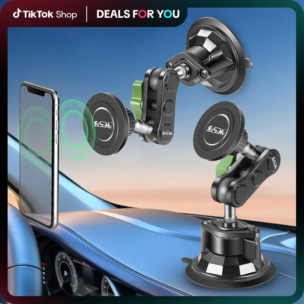 Magnetic Car Phone Holder - 360° Rotation Folding, Strong Suction, Universal Windshield Mirror Mount, Magnetic Quick Mount, Phone Holders for Cars Accessories, Auto Accessories