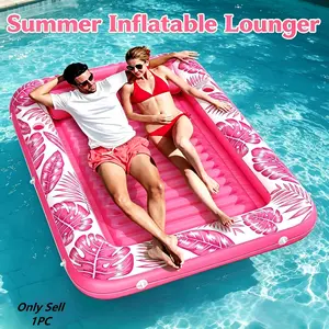 Inflatable Pool Lounge Chair, Large Beach Sunbath Float Mat with Cup Holder, Water Sports Floating Bath Bed, Inflatable River Lake Float Mattress