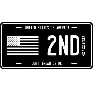 2nd Amendment License Plate, Don’t Tread on Me Black Aluminum Vanity Plate 12x6, Patriotic Freedom Car Truck Decor