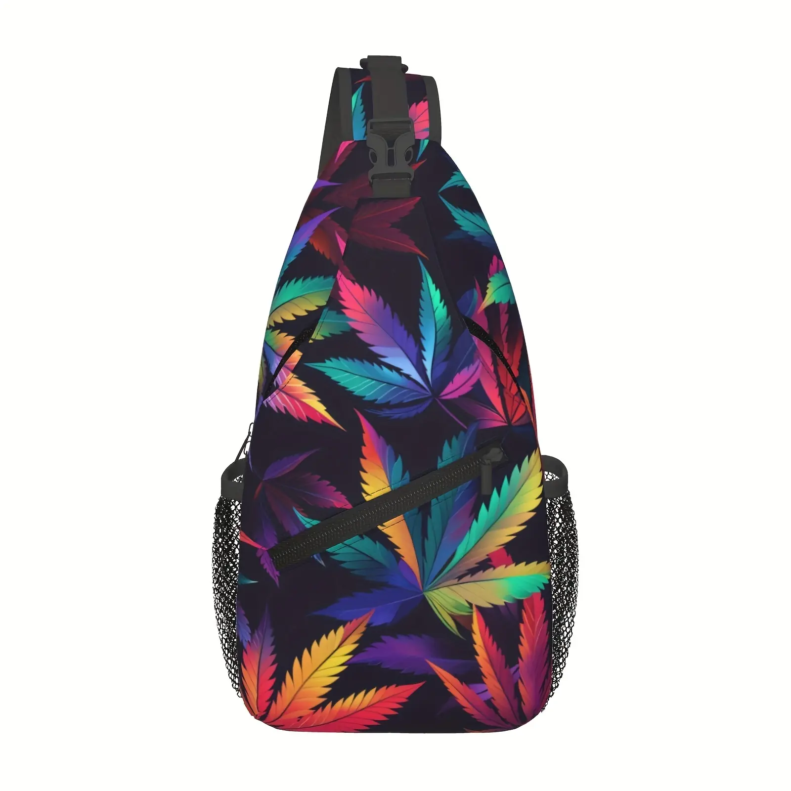 Crossbody Chest Bag Hiking Neon Colorful Leaves Shoulder Bag Folding Large Capacity Fashion Durable Can Be Used For Shopping, Work, Leisure Travel Beach Bag Fishing Backpack Travel Accessories Must Have Backpack For School Back Christmas Gifts