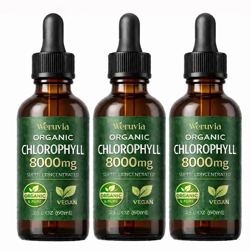 Organic Chlorophyll Liquid Drops 8000mg – Super Concentrated Chlorophyll Supplement, Vegan & Organic, Internal Deodorant, Detox & Digestive Support, 2 fl oz (60ml)