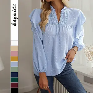 Women's Renaissance Peasant Blouse V Neck Lantern Sleeve Lace Smocked Tops