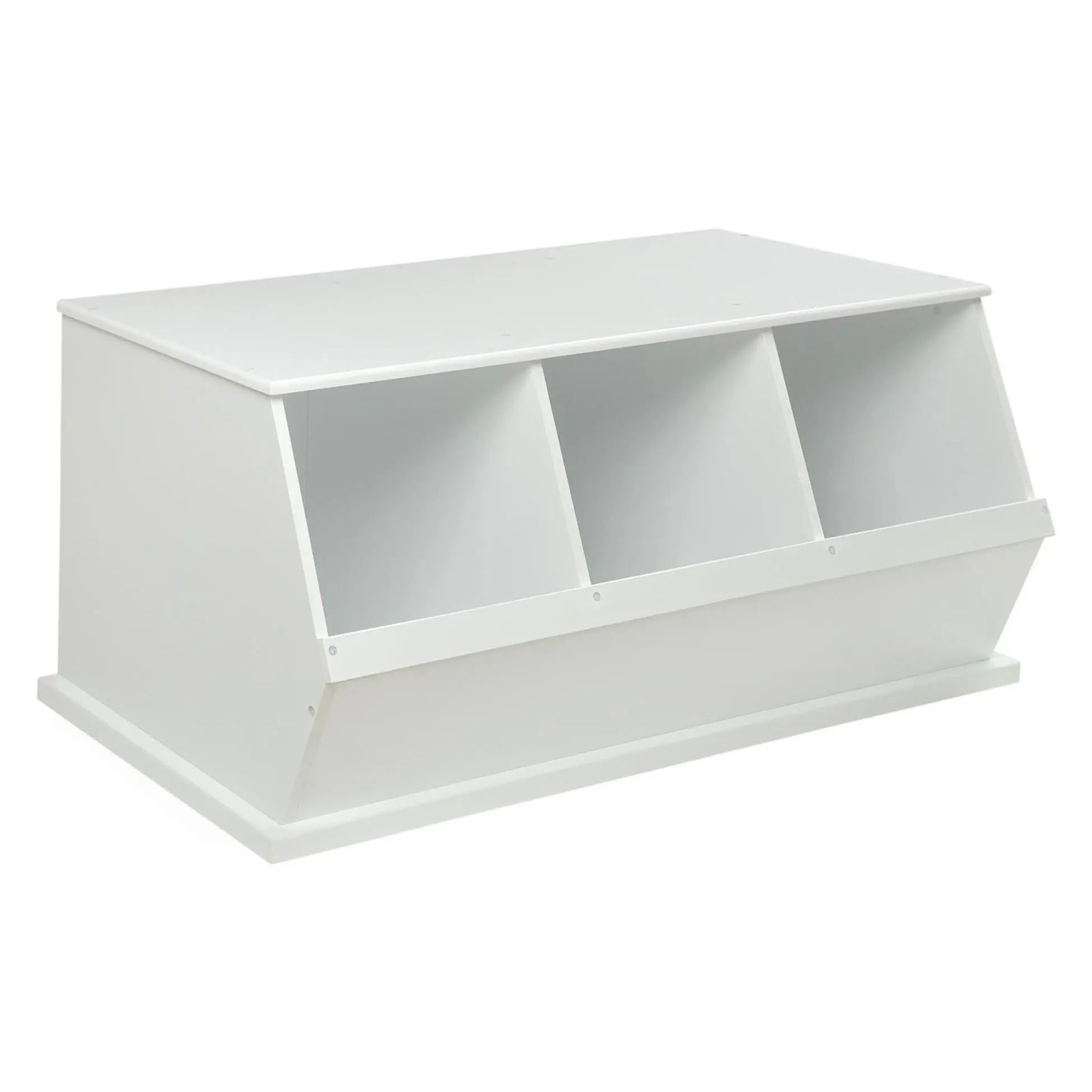 Badger Basket Three Bin Stackable Toy Storage Cubby White