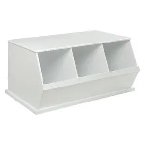 Badger Basket Three Bin Stackable Toy Storage Cubby White