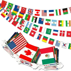 100 Countries String Flag,95FT International Flags Bunting Banner,World Flag for Theme Party,Bars,School,Garden,Sports Game Events,Grand Opening,Classroom,Sports Clubs