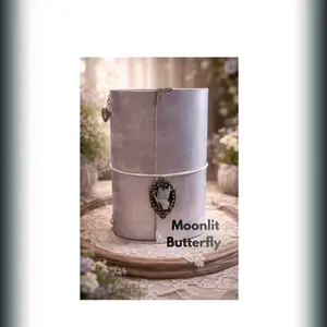 SPG Pocket sized “Moonlit Butterfly" Leather Journal Cover with Elegant Design and Secure Closure