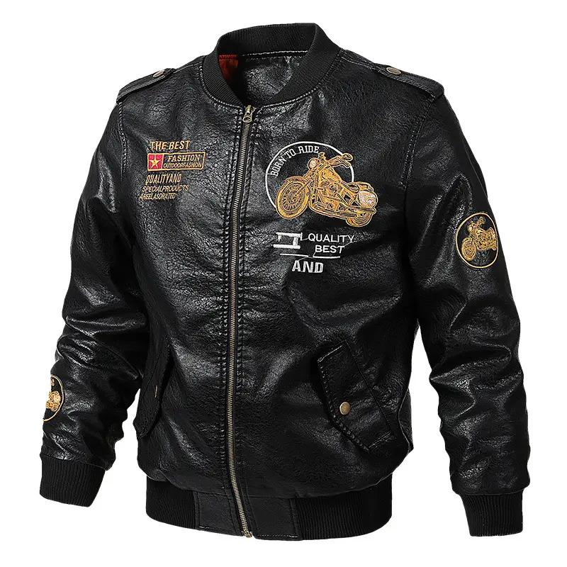 Black motorcycle leather jacket
