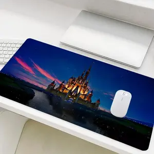 Fairytale Castle Pattern Mouse Pad, Rectangle Gaming Mouse Pad, Office Desk Keyboard Mouse Pad, Extended Mousepad, Non-Slip Rubber Base Stitched Edge Desk Pad