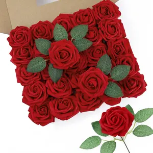 50 Artificial Rose Flowers with Stems, Realistic Touch Foam Roses for DIY Wedding Bouquets, Party Centerpieces, Home Decor, Valentine's Day Gift, DIY Fake Flowers