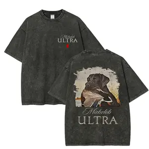 Michelob Ultra-Mallard and Dog T-Shirt -2- Sided Desian-Versatile Unisex Casual Wear - Cool Graphic Tee for Men-Menswear-Gift fol Beer Lovers and Michelob Ultra Fans Round Neck Classic Clothes Cotton Fabric Soft -- fleece Crewneck Tshirt