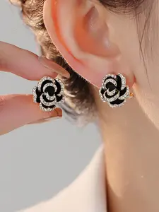 1 Pair Minimalist Rose Flower Silver Needle Earrings, Elegant Minimalist Earrings Fashion Dainty Earrings For Women Valentines,Mom,Mother,Mother's Day,Gift