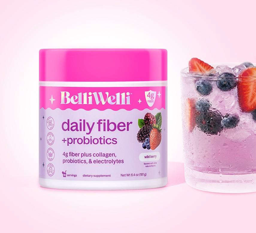 BelliWelli Daily Fiber + Probiotics + Collagen - Wild Berry Supplement Fitness