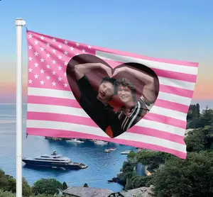 Pride Rainbow Heart Couple Flag - LGBT Love Outdoor Banner - Romantic Equality Wall Decor