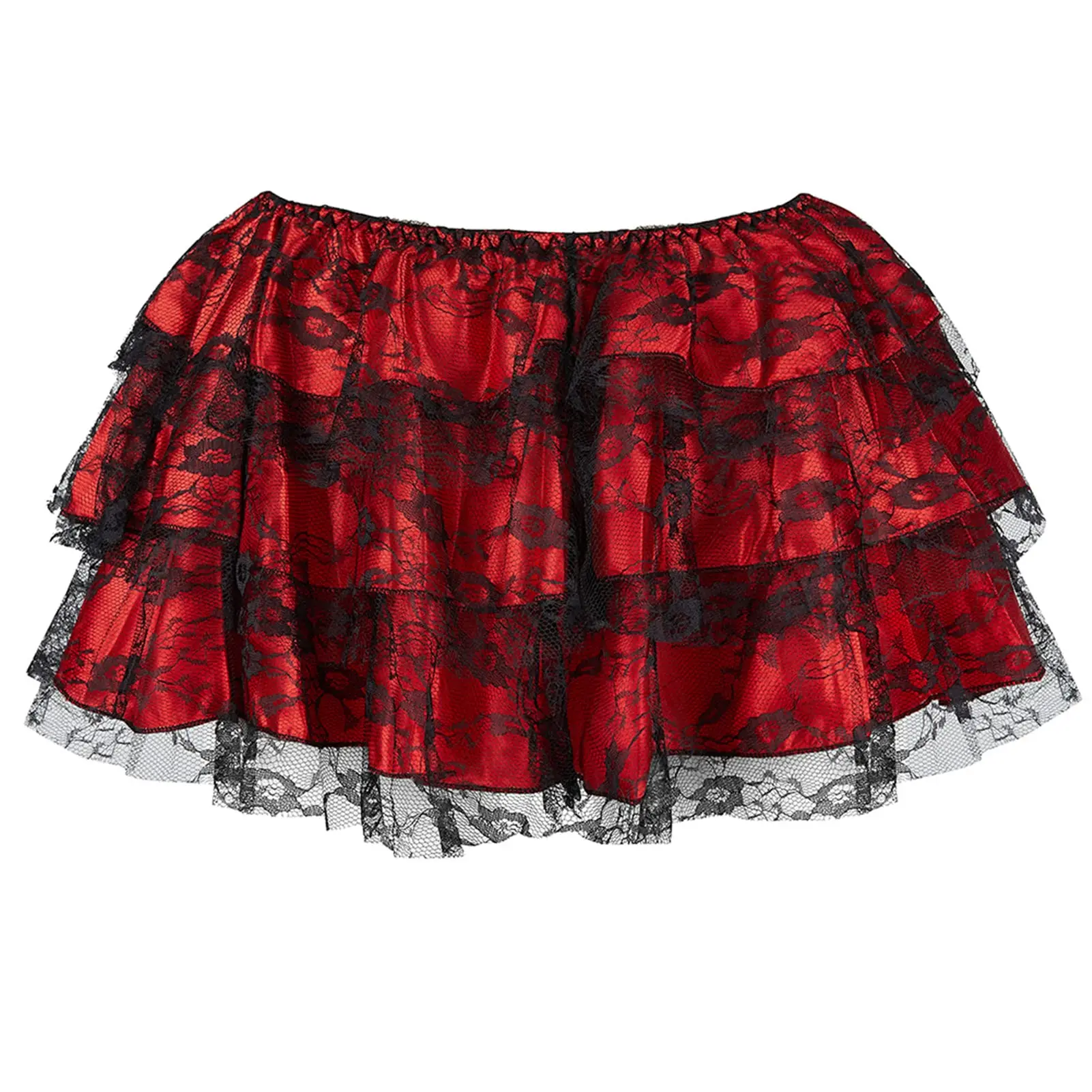 Steampunk Skirt Pirate Skirts Womens Dresses Steampunk Clothing for Women Vampire Maxi Skirts Red Bottoms with Black Lace Trim 7006-D1