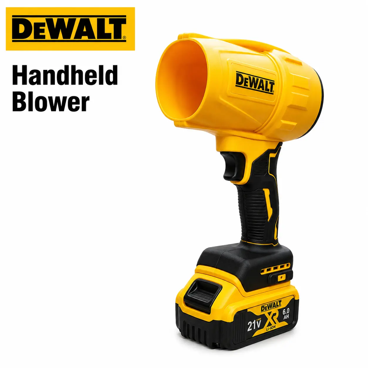 DEWALT 20V Cordless Handheld Blower Tool - 700W Output, 24000RPM Motor, 1000g Air Thrust, High-Capacity Lithium-Ion 6.0Ah Batteries, Complete Charging Kit for Homeowners’ Backyard Leaf Sweeping, Outdoors Debris Removal