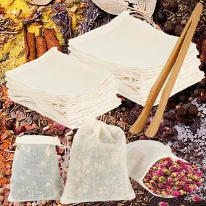 50PCS Tea Bags for Loose Tea, Spice Bags with Drawstring, Tea Filter for Loose Tea, Cotton, Fabric Bags for Tea, Coffee, Spices, 25pcs 2.36'' X 3.15'', 25pcs 3.15'' X 3.94''