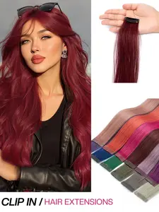 Clip in Hair Extensions Human Hair Extensions Remy Human Hair Hairpieces Pop up Highlights Color Straight Invisiable Clip in Hair Extensions Halloween Costumes For Holiday Festival Essentials Bride Festival Gift