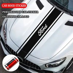 Ford Car Engine Hood Sport Stripe Decal, Waterproof Sunproof High-Definition Non-Fading, Peel-And-Stick No Scratch, Racing Style Decoration, Car Stickers, Automobile Decals