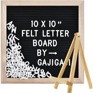Felt Letter Board with Letters Changeable, Frame Wooden Message Board, Numbers, Symbols & Letters 340 count, Tripod Stand, for  Announcements, Milestones, Tabletop Decor, Wedding Party Decor