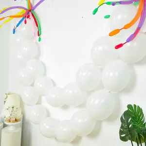 100 Pcs Biodegradable Link Balloons 12" Matte Pastel White, Latex Quick Linking Balloons for Balloon Chains, Garland, Arch, Backdrop & Wall Decor