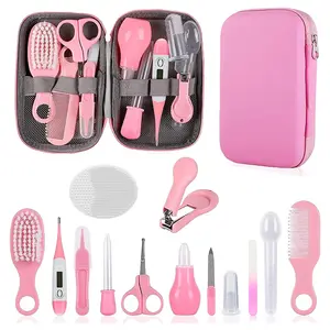 Baby Grooming Kit, Infant Safety Care Set with Hair Brush Comb Nail Clipper Nasal Aspirator,Baby Essentials Kit for Newborn Girls Boys (Pink)
