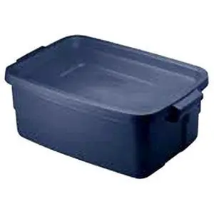 212 MAIN 3gal Rectangle Roughneck Organizer Storage Box - Dark Indigo Metallic Durable Plastic Container with Secure Snap Lid, Attic-Safe Home Organization Solution
