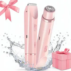 Women's Dual Head Electric Shaver, Bikini Trimmer for Sensitive Skin, 2-in-1 Hair Removal Razor for Face, Underarms, Legs & Bikini Area, Protective Blade Design, Easy Clean, Compact Travel-Friendly Grooming Device