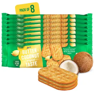 Jans Butter Coconut Crackers Original Taste (Foil) 6.7 oz, Butter Coconut Crackers 8-Pack, Classic Recipe With Delicious Taste