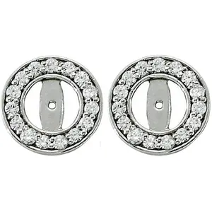 1/2ct Halo Round Diamond Studs Earring Jackets 14K White Gold (up to 4mm)