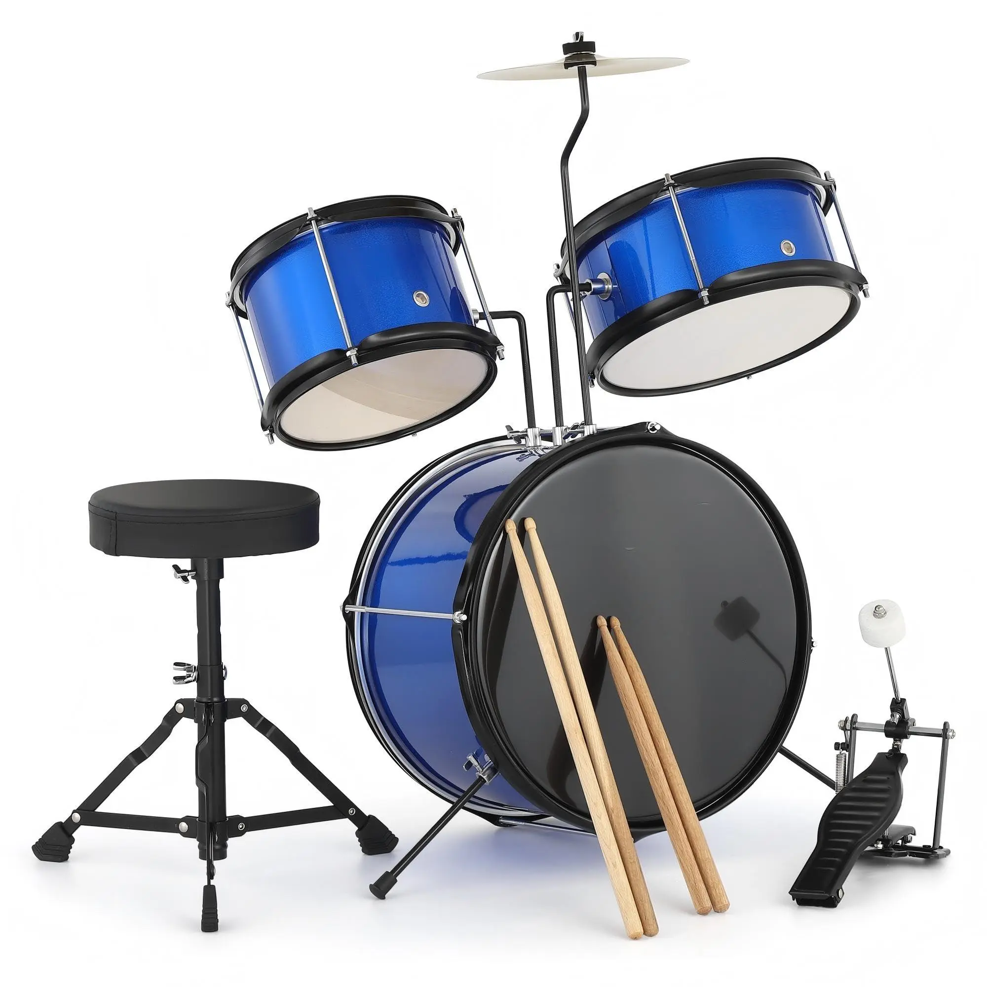 Garvee Drum Set 3-Piece for Beginners, Complete Full Size Kit with Bass, Toms, Snare, Stands, Cymbal and Drumsticks
