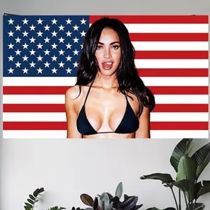 Megan Fox American 3x5Ft Flag Tapestry for Wall Hanging Man Cave CollegeDorm Room Decor Outdoor Banner with 4 Brass Grommets Decorative summerwins