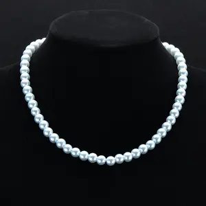 Elegant Light Blue Freshwater Pearls Necklace - Vintage Style Jewelry for Teenager High-End Minimalist Fashion Perfect Gift for Girlfriends Wives Mothers Friends Ideal for Parties Banquets Business Events Shining Natural