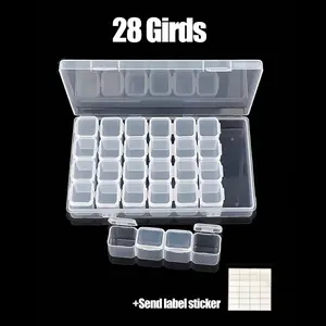 28-Grid Diamond Painting Diamond Storage Box, Container For Diamond Painting Embroidery Accessories,Jewelry Box Jewelry Storage Box Send label sticker Without Diamonds,No Tool Kit