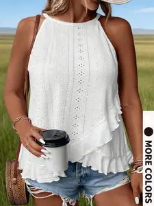 Plus Size Women's Sleeveless Strap Top, Casual Fitted Plain Blouse, Comfortable Summer Wear, Perfect for Daily Use