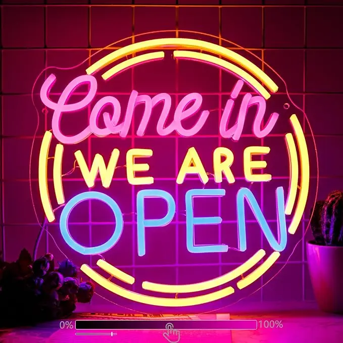 Come in We Are Open Neon Sign - 12.6x12.6IN Neon Lights for Bedroom, Man Cave, and Business Signs - Ideal for Halloween Decor