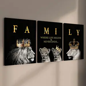 3 Count Wooden Frame Canvas, Family Letter Poster, Living Room Decoration, Family Poster, Modern Art, Hallway Mural, High Definition, Waterproof, Art, Modern Home Decor, Aesthetic Design, Art Wall Decoration