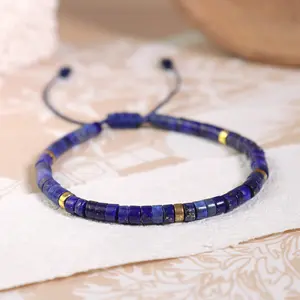 Women Blue Friendship Bracelet, Lapis Lazuli Bead Healing Empath Protection Dainty Minimalist Women Men Bracelet