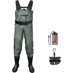 Chest Waders, 2-Ply Nylon/PVC Waterproof Fishing Hunting Waders for Men & Women with Boots