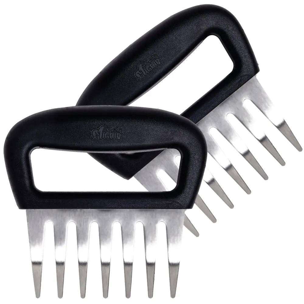 GORILLA GRIP BPA-Free Chicken Shredder Meat Claws, Sharp Stainless Steel Food Shredding Fork, Comfortable Handle, Easily Shred Pulled Pork, Taco Meats, Kitchen Smoker BBQ Tool, Dishwasher Safe