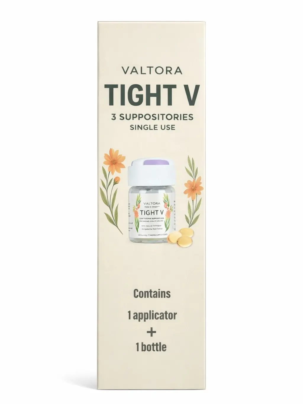Valtora Tight V Moisturizing & Firming Suppositories - Plant-Based Cosmetic for Feminine Wellness & Perineal Care - 3-Day Unscented, US Made Self Care Products, Saffron