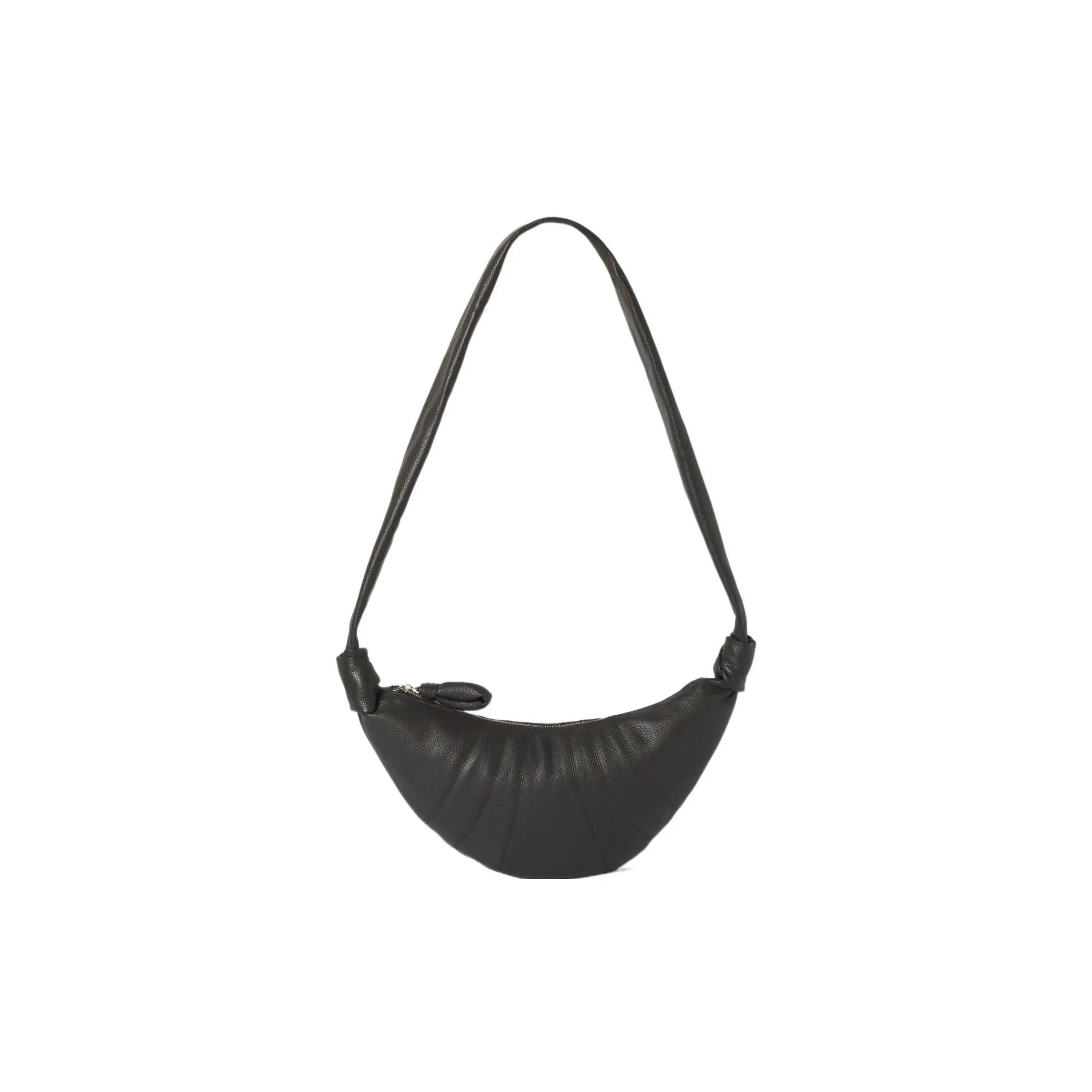 Lemaire Croissant Series High Quality Cowhide Leather Crossbody Bag - Zipper Closure, Unisex Deep Chocolate Stylish Crossbody Leather Shoulder Bag
