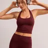 CRZ YOGA Butterluxe Halter Crop Tank Tops for Women - Open Back Padded Longline Sports Bras Workout Gym