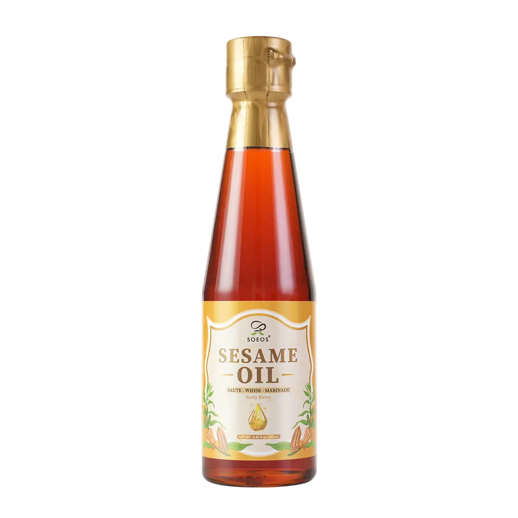 Soeos Sesame Oil, Toasted Sesame Seed Oil, 8.45 Fl Oz (250 ml), Nutty Flavor, Perfect for Asian Food, Noodles, Soup, Baking, and Stir-Fry