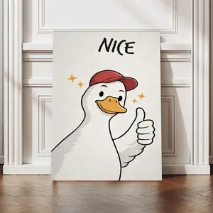 Funny Duck Canvas Wall Art | ‘Nice’ Meme Poster | Cute Aesthetic Room Decor