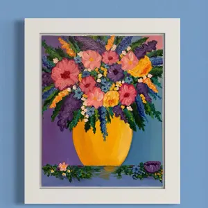 Large Easter Blooms, 10 x 12 abstract floral art on canvas board in acrylic