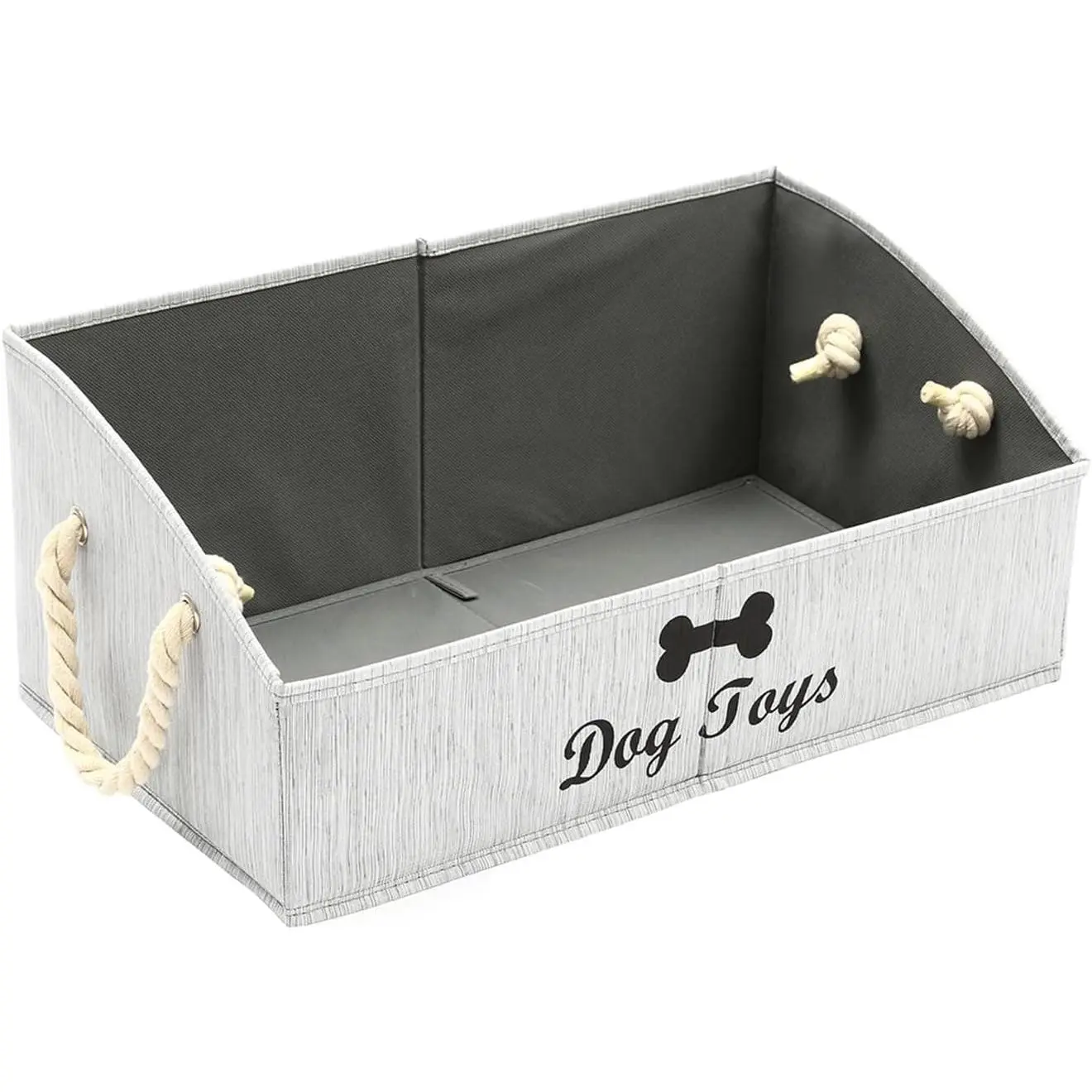 Large Dog Toy Bin Puppy Shallow Toy Baskets Dog Toy Storage Perfect for Living Room Playroom Closet Home Organization - Grey