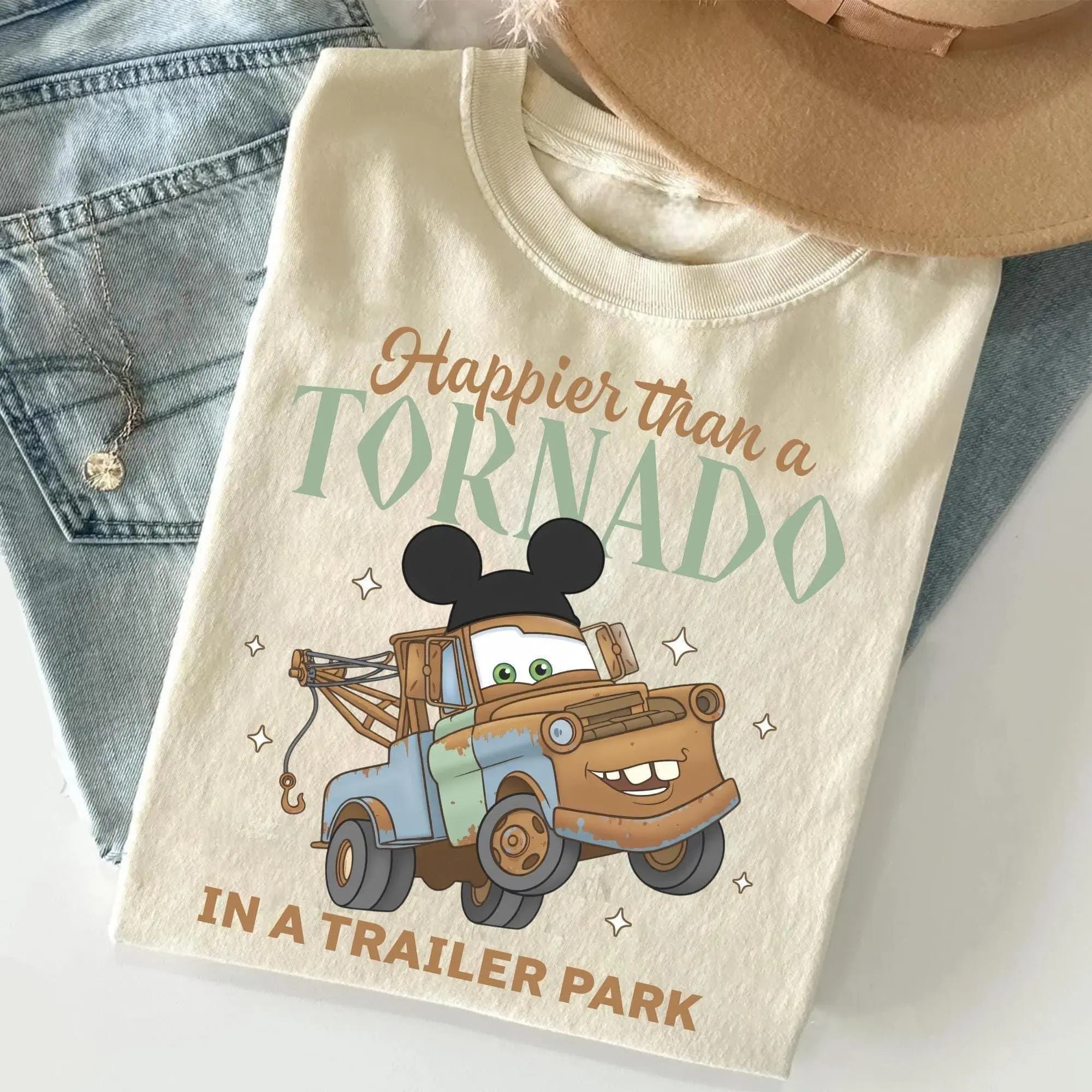 Happier Than A Tornado Trailer Park Shirt, Funny Vacation, Cars Land Apparel, Magic Kingdom Trip