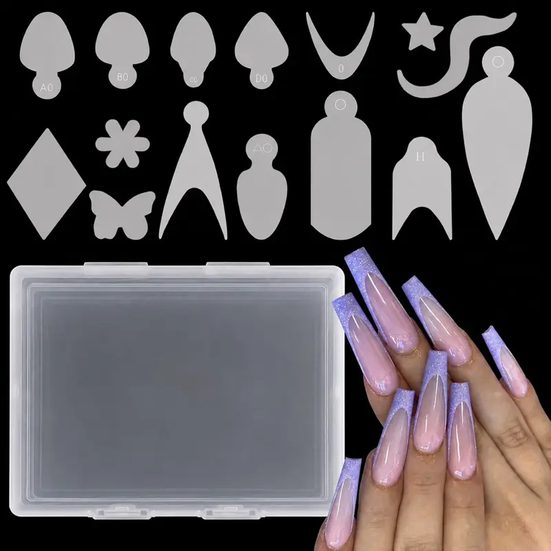 144PCS French Nail Silicone Mold Set – Dual Forms Nail Art Design Templates