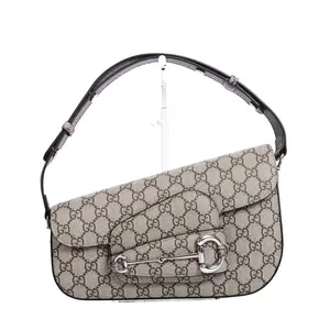Pre-owned Coated Canvas Shoulder Bags Gucci Horsebit 1955 GG Supreme Beige Shoulder Bag 31221134
